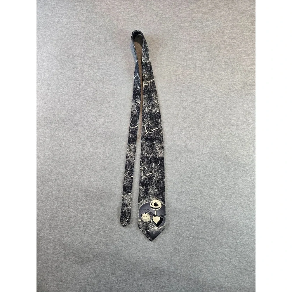 Vintage‎ The Nightmare Before Christmas Tie Mens Black/Gray Disneyland Silk 90's